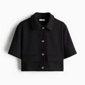 Women's Black Jersey Short-Sleeve Cardigan S